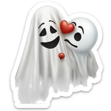 Female clown kissing a sheet ghost sticker