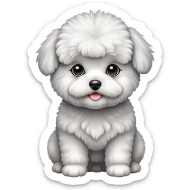 Gray Bichon Frise puppy sticker