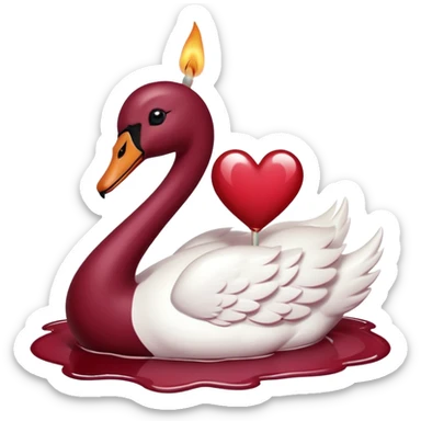 Maroon heart, swan , candle sticker