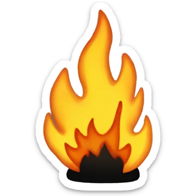A fire with a face on it with black feet and black arms sticker