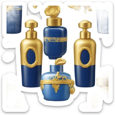 Perfume en forma de cilindro largo color azul marino con dorado sticker