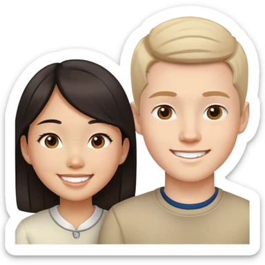 Asian girl and white boy couple sticker