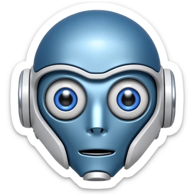 tête de robot cosmonaute bleu et blanc avec des yeux plié sticker
