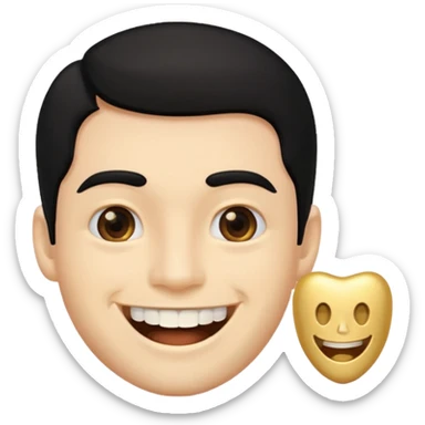 Isso agora faca esse emoji masculino com um cabelo preto baixo e um sorriso com um dente de ouro sticker