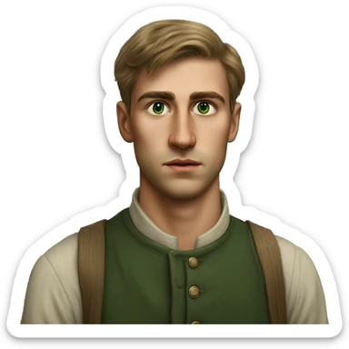 25 year old green eyed peasant during the 1917 revolution in russia photorealistic serious sticker