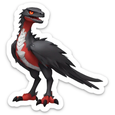  Cool Edgy Black Red Grey White Digimon-Fakemon-Raptor-Reptile full body sticker