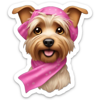 a yorkshire dog with a pink kerchief sticker