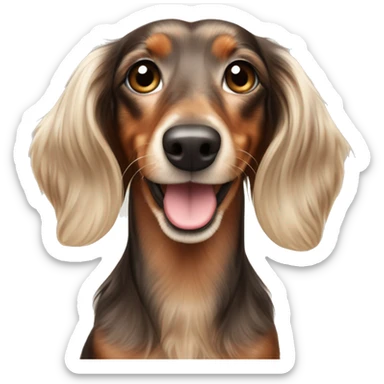 long haired dachshund dapple light brown with cream colored patches sticker