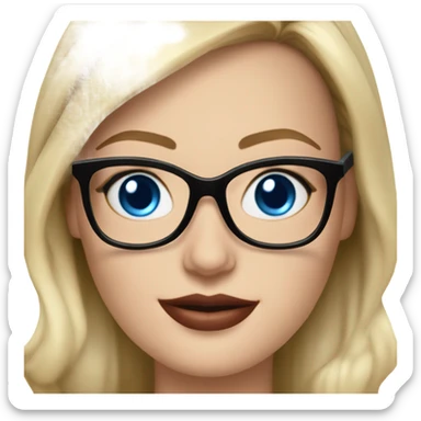 Real margot robbie secretary,  bright blue eyes, wearing black glasses  sticker