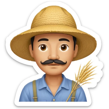 rice farmer with a chinese mustache sticker