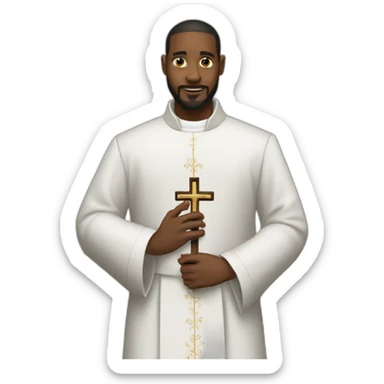 sacerdote blanco traje negro crucifijo en la mano sticker