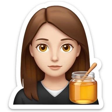 Pelo lasio color café, ojos de color miel,piel aperlada sticker