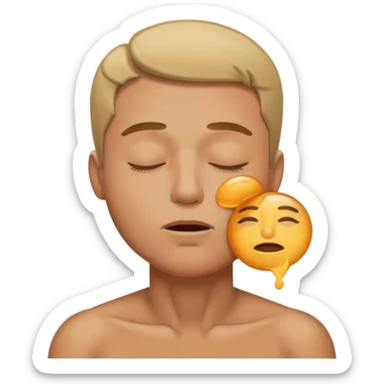 A male with closed eyes but the mouth is o-shaped blowing out sticker