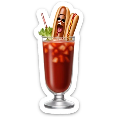 a bloody mary topped with a mini chicago dog sticker