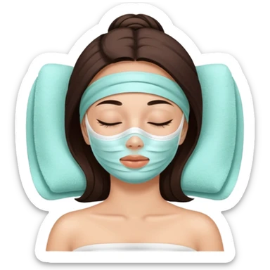 Lady with face mask spa beauty full face relaxing sticker