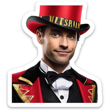 Disney The Greatest Showman Circus Ringmaster Top Hat, Black/Red/Gold, One Size, Wearable Costume  sticker