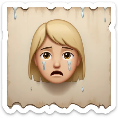 Crying sliding down wall sticker