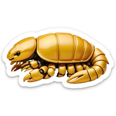 Meme-Worthy Cute Sleeping Emperor Scorpion Portrait Emoji, Head resting peacefully with a contented smile, showcasing a robust build and a luxuriously soft, textured exoskeleton, eyes gently closed in a serene, restful repose, Simplified yet hilariously adorable features, highly detailed, glowing with a soft, drowsy light, high shine, relaxed and utterly lovable, stylized with an air of playful laziness, soft glowing outline, capturing the essence of a sleeping scorpion that feels destined to become the next viral sensation of adorable rest! sticker