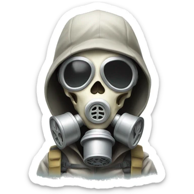Skeleton wearing a gas mask sticker