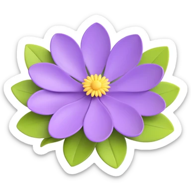 Transform this lilac flower illustration into a 3D iOS emoji style with smooth gradients, soft shadows, and a glossy, realistic look. Keep the purple flowers and green leaves vibrant and three-dimensional, resembling an Apple emoji. sticker