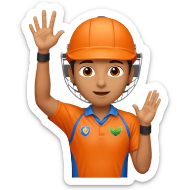 cricket player in orange kit sending a flying kiss, playful, energetic sticker