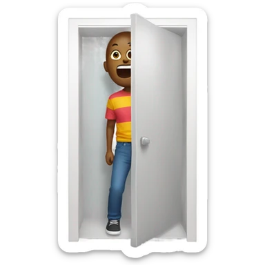 Create an emoji that means a person getting out of the closet sticker