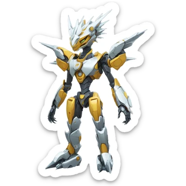 a futuristic mechanical spiky Medabot-Dragon full body sticker