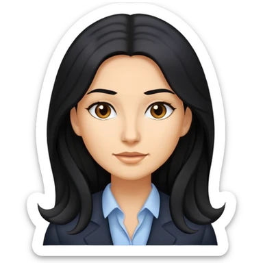 Business woman caucasian long black hair girl sticker