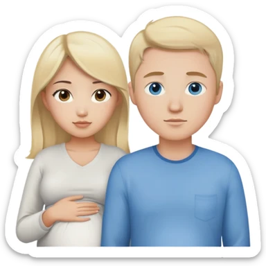 Asian girl with brown eyes pregnant and blonde white guy with blue eyes couple  sticker