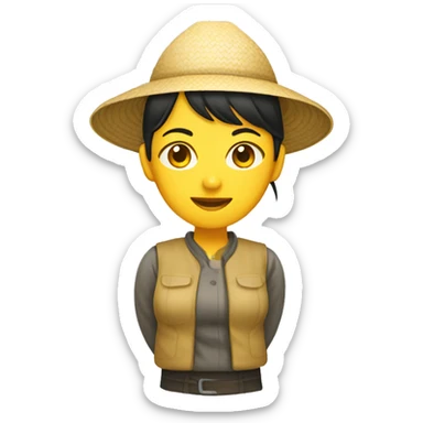 yellow asian female rice farmer sticker