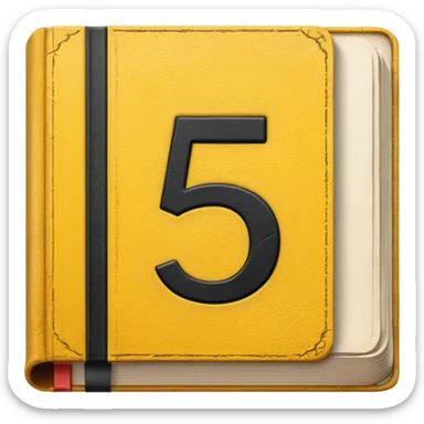 Yellow book with a number "5" in the cover sticker