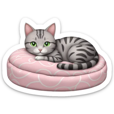 Egypt mau cat sleeping on a light pink cat bed sticker