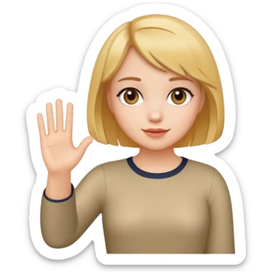 girl with milled bob hair waving sticker