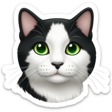 Tuxedo cat with green eyes and white paws sticker
