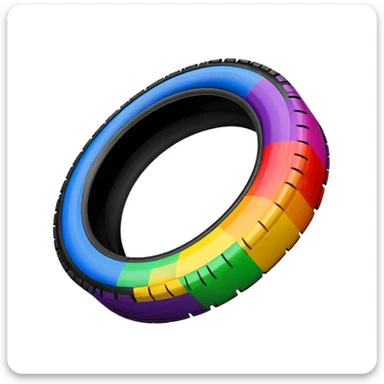 LGBT pride flag background vibrant and bold, black tire skid marks across it, realistic and artistically integrated, compact high contrast clear emoji style sticker