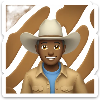 smiling boy in cowboy hat riding a horse sticker