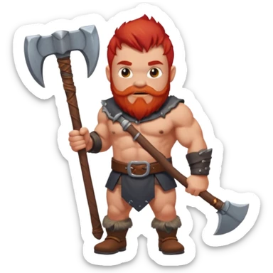 Ein zwerg mit roten Haaren und axt, nur der Oberkörper  sticker
