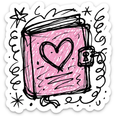 pink diary, chaotic doodle style sticker
