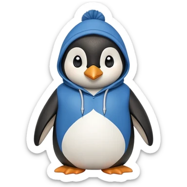 friendly anthropomorphised penguin in a hoodie and jeans standing with arms folded sticker