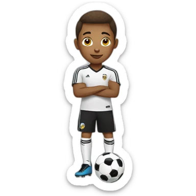 Young brown kid freestyling soccer  sticker