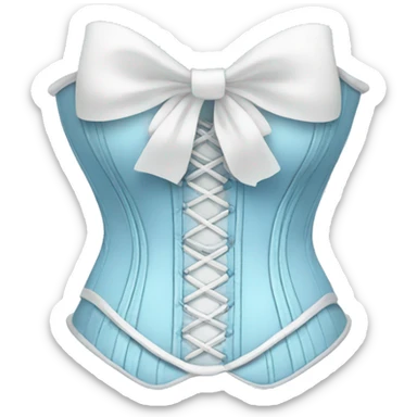 Baby blue corset with a white bow sticker