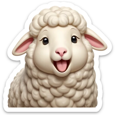 Cinematic Cute Yawning Sheep Portrait Emoji, Head tilted slightly with a dramatic, wide-open yawn, showcasing a soft, downy white fleece with gently drooping ears, round gentle eyes barely open in drowsy contentment, Simplified yet irresistibly adorable features, highly detailed, glowing with a soft, cozy glow, high shine, relaxed yet expressive, stylized with a touch of whimsical charm, bright and endearing, soft glowing outline, capturing the essence of a sleepy yet affectionate sheep, so drowsy it feels like it could stretch out of the screen and curl up for a nap! sticker