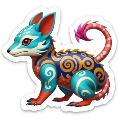  exotic tropical ornate Asian painted cyber-Sleuth-Loyd-Garmaddon-Litten-Linoone-Noibat-Fakémon-Pokémon-Vernid-creature sticker