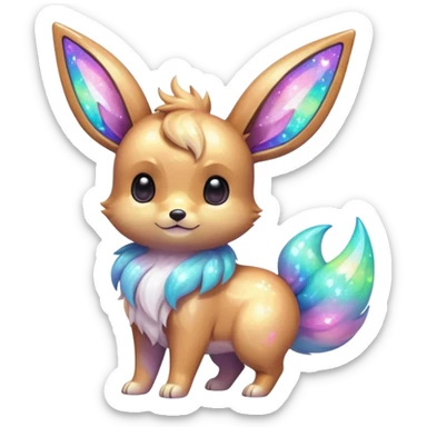 Kawaii Shiny Nebulae Colorful Pastel Iridescent Glittery Eevee Full Body sticker