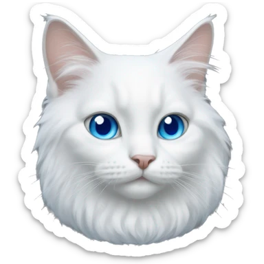 white fur and blue eyes royal cat sticker