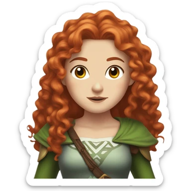 a white girl with long red curly hair and freckles, cosplaying Zelda sticker