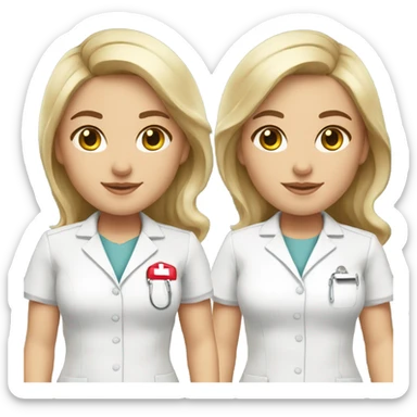 Nurse with blonde balayage white uniform sticker