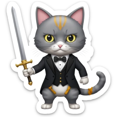 cat corleone mafia sword rpg game sticker