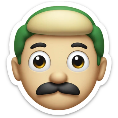 Super Mario bros emoji Luigi only head black mustache sticker