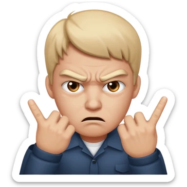 Tête en colère avec les doigts devant les yeux qui surrveille sticker